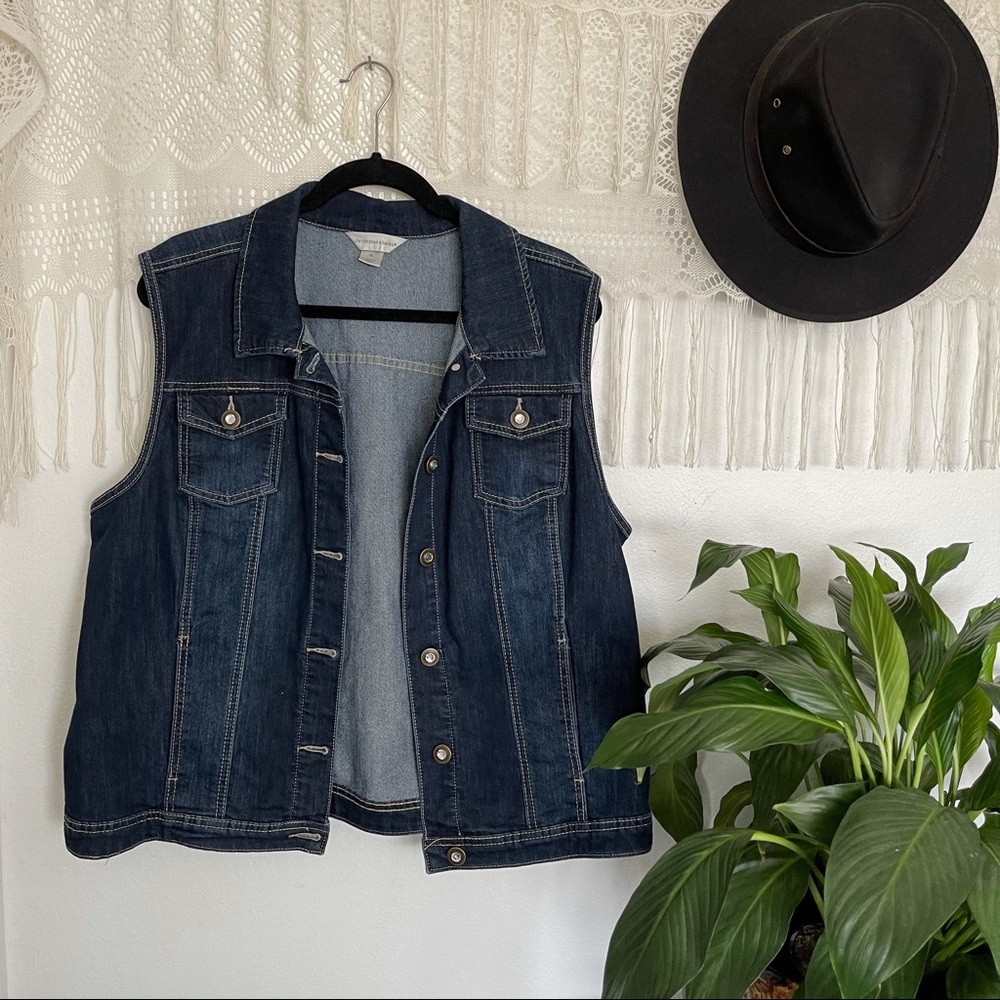 Christopher & Banks Dark Blue Denim Vest